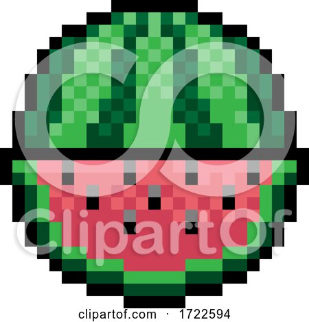 Watermelon Fruit Pixel Art Eight Bit Game Icon by AtStockIllustration