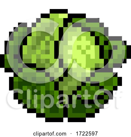 Cabbage or Sprout Eight Bit Pixel Art Game Icon by AtStockIllustration