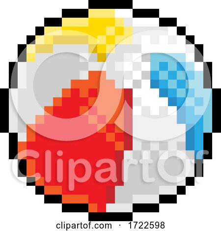 Beach Ball Pixel Art Eight Bit Game Icon by AtStockIllustration