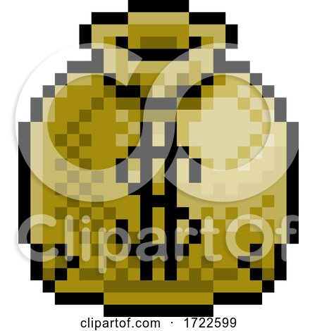Money Sack Bag Pixel Art Eight Bit Game Icon by AtStockIllustration