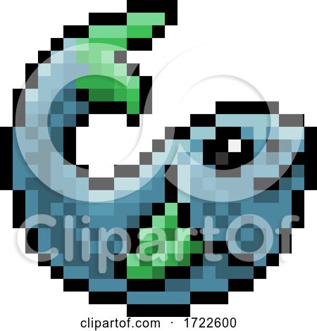 Fish Eight Bit Pixel Art Game Icon by AtStockIllustration