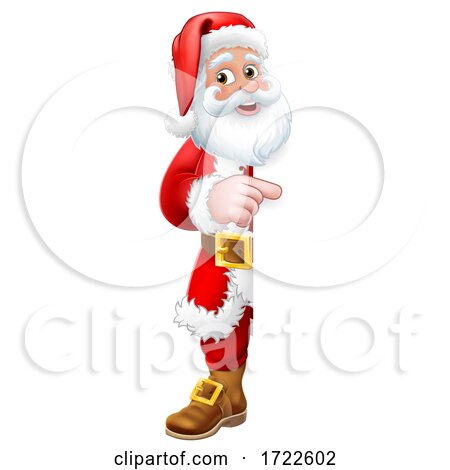 Santa Claus Christmas Cartoon Peeking Pointing by AtStockIllustration