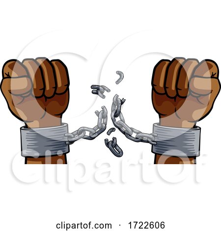 Hands Breaking Chain Shackles Cuffs Freedom Design by AtStockIllustration
