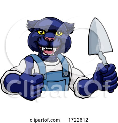 Panther Bricklayer Builder Holding Trowel Tool by AtStockIllustration