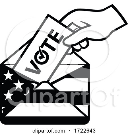 American Voter Voting Posting Postal Ballot During Election USA Flag Envelope Retro by patrimonio