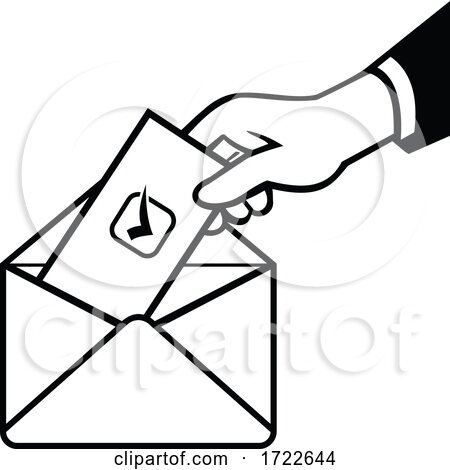 Voter Voting Using Postal Ballot During Election Retro Black and White by patrimonio