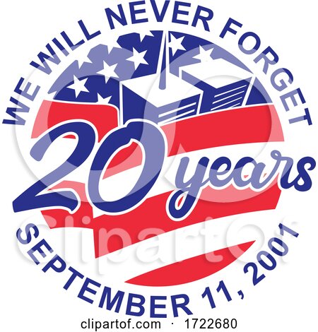 9-11 Memorial Patriot Day September 11 2001 20 Years Tribute Circle Retro Color by patrimonio