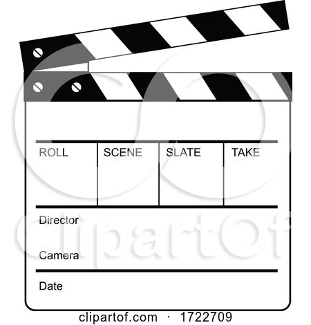 Movie Clapperboard Clapper, Clapboard Cue Card Clacker Slate Board or Slapperboard Retro Black and White by patrimonio