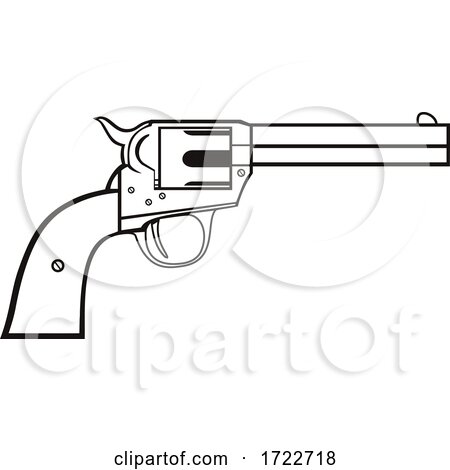 Colt Single Action Revolver or Wheel Gun Handgun Side View Stencil Black and White Retro by patrimonio