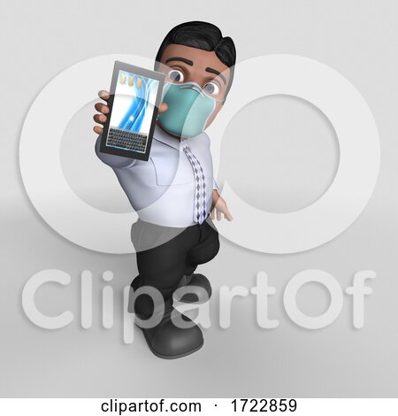 3D Business Man in Face Mask on a Shaded Background by KJ Pargeter