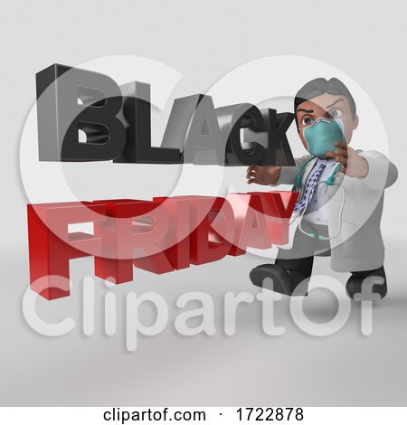 3D Doctor in Face Mask on a Shaded Background by KJ Pargeter