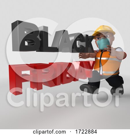 3D Contractor in Face Mask on a Shaded Background by KJ Pargeter