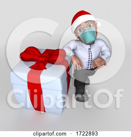 3D Business Man in Face Mask on a Shaded Background by KJ Pargeter