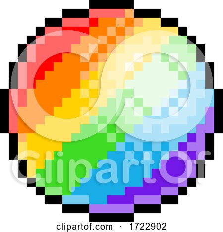 Rainbow Ball Pixel Art Eight Bit Game Icon by AtStockIllustration
