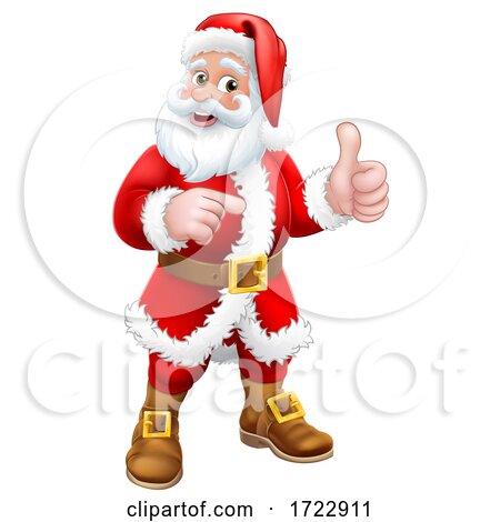 Santa Claus Thumbs up Pointing Christmas Cartoon by AtStockIllustration