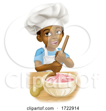Black Boy Cartoon Child Chef Cook Baker Kid by AtStockIllustration