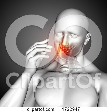 3D Male Medical Figure with Close up of Jaw Bone by KJ Pargeter