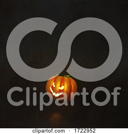 3D Halloween Background with Pumpkin in Grunge Interior by KJ Pargeter
