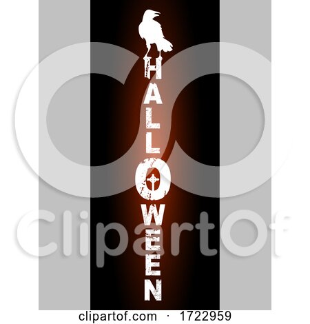 Halloween Decorative Text and Crow Silhouette Panel by elaineitalia
