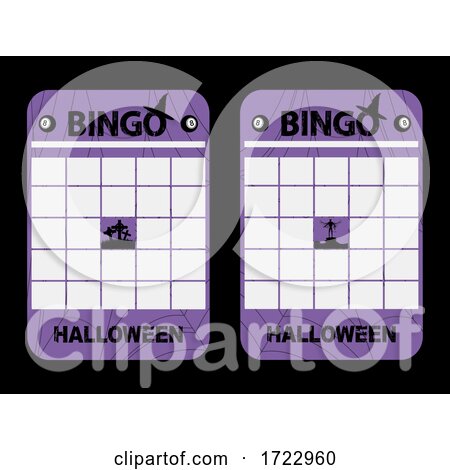 Halloween Purple Blank Decorated Bingo Cards by elaineitalia