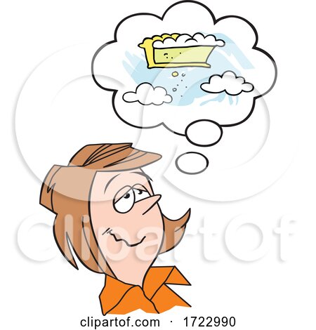 Cartoon Lady Daydreaming of Pie in the Sky by Johnny Sajem