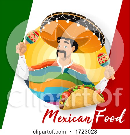 Mexican Man with Maracas and a Taco by Vector Tradition SM