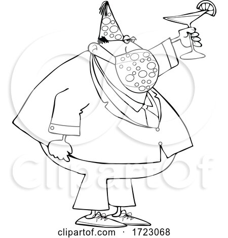 Businessman Wearing a Party Hat and Mask and Toasting by djart