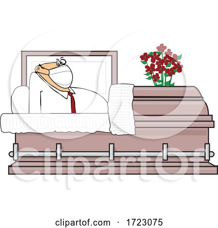 Cartoon Shocked Man Wearing a Mask and Rising in a Casket by djart