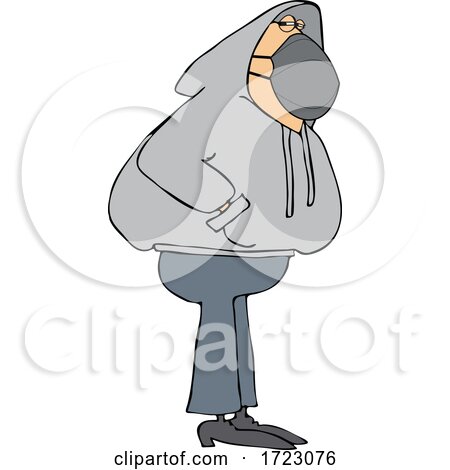 Caucasian Man Wearing a Mask and Hoodie Sweater by djart