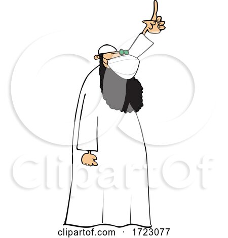 Cartoon Muslim Cleric Wearing a Mask and Holding up a Finger by djart