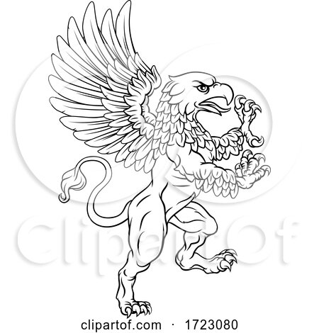 Griffin Rampant Gryphon Coat of Arms Crest Mascot by AtStockIllustration