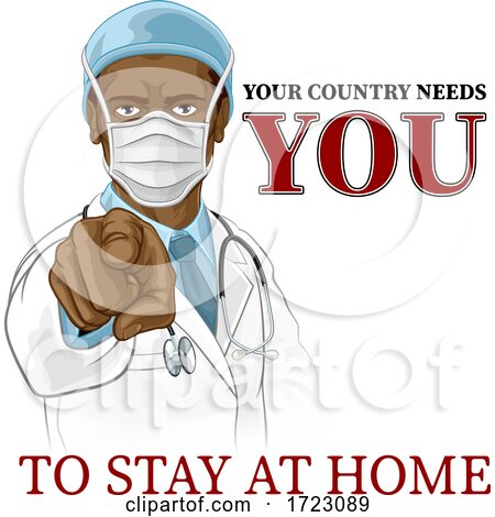 Doctor Needs You to Stay Home Pointing Poster by AtStockIllustration