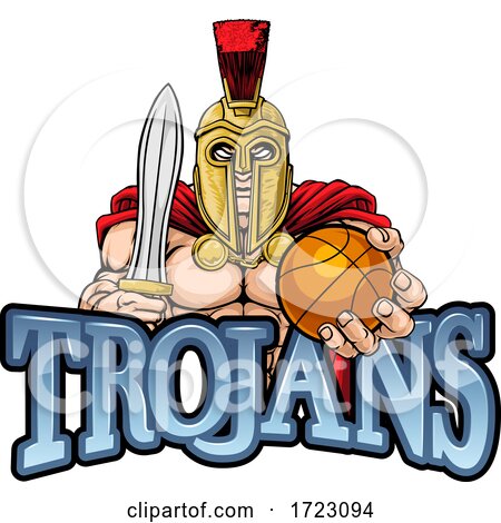 Trojan Spartan Basketball Sports Mascot by AtStockIllustration