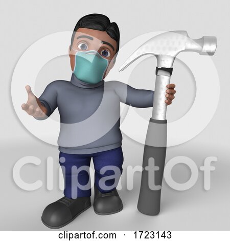 3D Hispanic Man Wearing a Mask on a Shaded Background by KJ Pargeter
