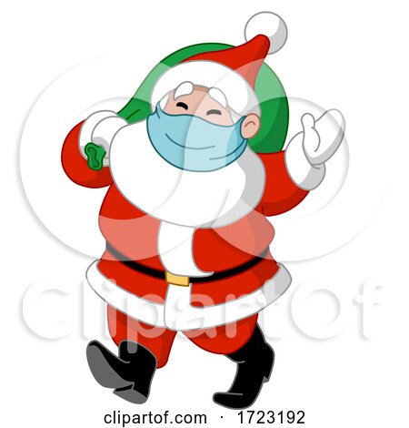 Cartoon Jolly Santa Wearing a Covid Mask by yayayoyo