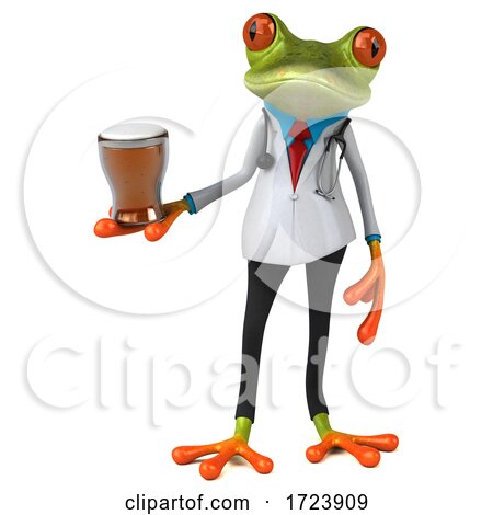 3d Green Doctor Frog, on a White Background by Julos