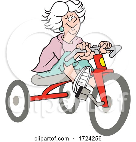 Cartoon Old Woman Riding a Trike by Johnny Sajem