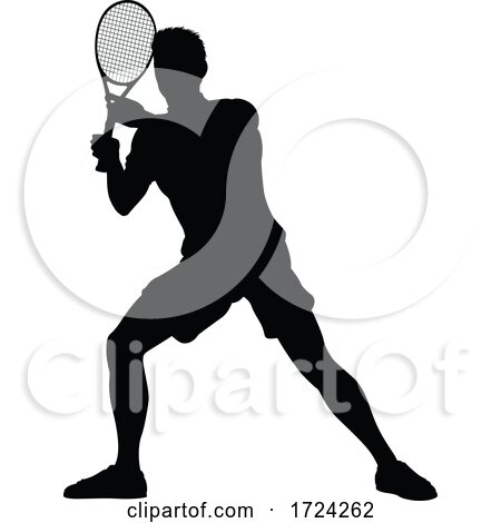 Tennis Player Man Sports Person Silhouette by AtStockIllustration