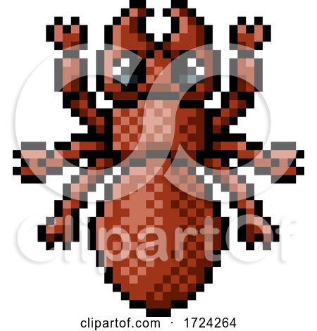 Ant Bug Insect Pixel Art Video Game 8 Bit Icon by AtStockIllustration