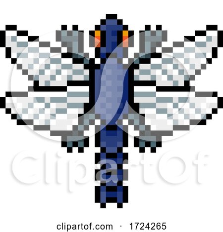 Dragonfly Bug Insect Pixel Art Video Game Icon by AtStockIllustration