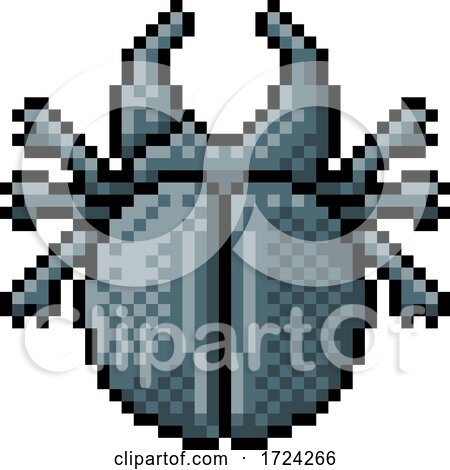 Beetle Bug Insect Pixel Art Video Game 8 Bit Icon by AtStockIllustration