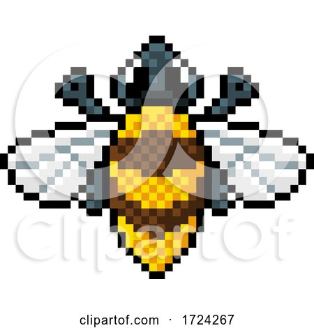 Bumble Bee Bug Insect Pixel Art Video Game Icon by AtStockIllustration