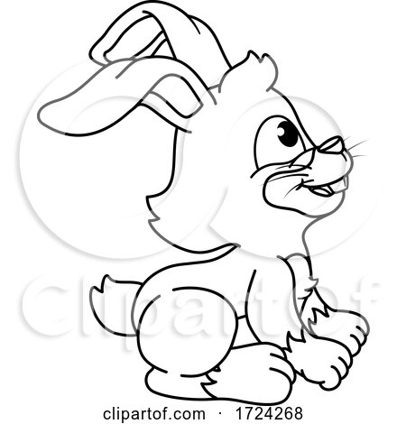 Easter Bunny Coloring Book Black and White Cartoon by AtStockIllustration