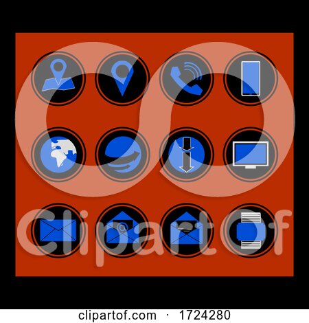 Blue and Black Icon Set-web-card-business by elaineitalia