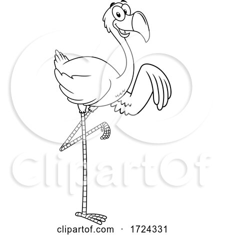Black And White Pink Flamingo Waving by Hit Toon