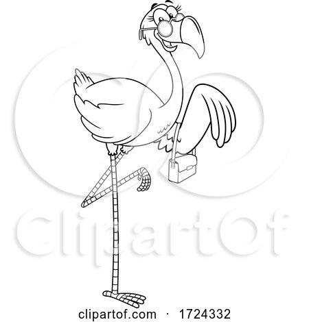 Black And White Female Pink Flamingo with a Purse by Hit Toon