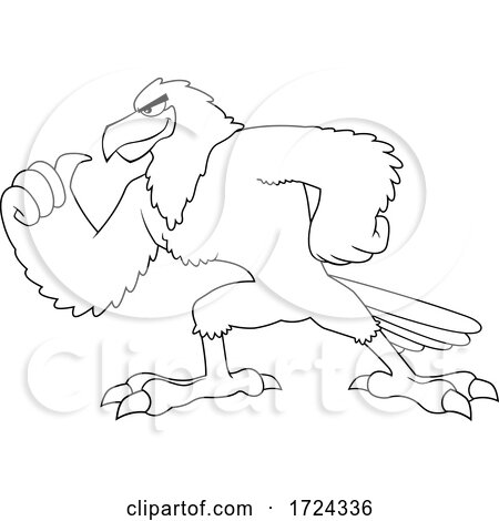 Black And White Muscular Bald Eagle by Hit Toon