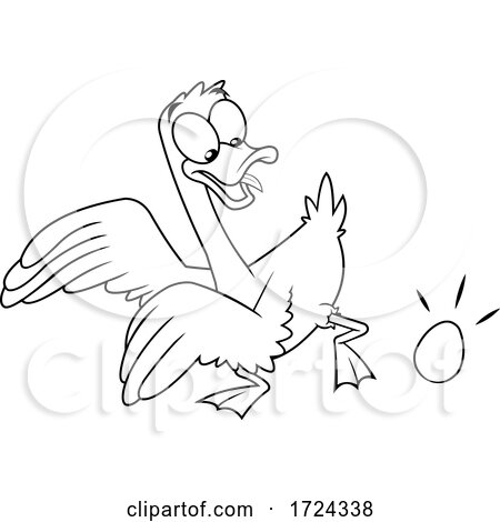 Black And White Goose Laying an Egg by Hit Toon