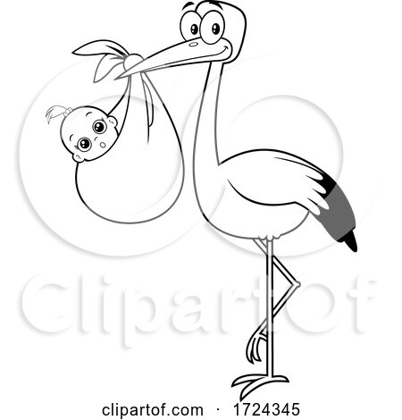 Black And White Stork with a Bundled Baby by Hit Toon