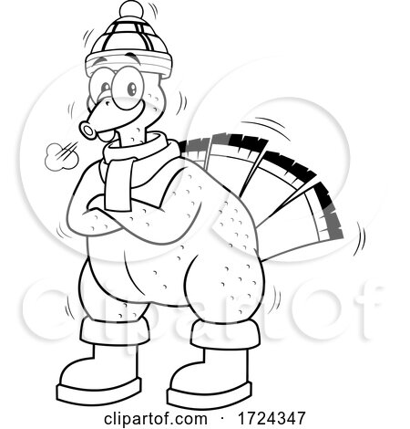 Black And White Shivering Bald Turkey by Hit Toon